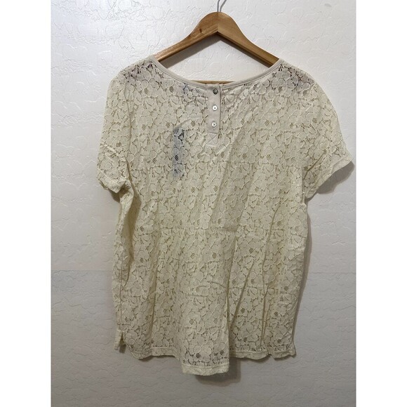 JCP Womans Sheer Floral Lace Top Size 1X Boho Western Quiet Luxury Capsule - Picture 10 of 12